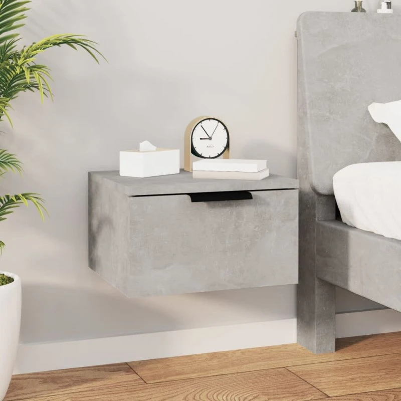 Væghængt sengebord 34x30x20 cm – betongrå