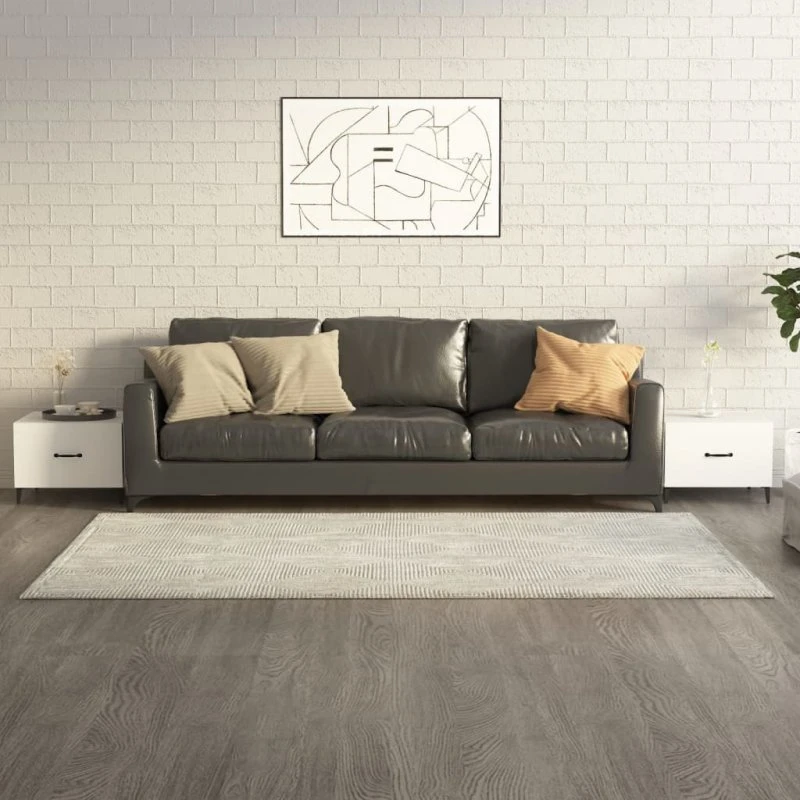 Sofabord sæt 2 stk 50x50x40 cm hvid - metalben