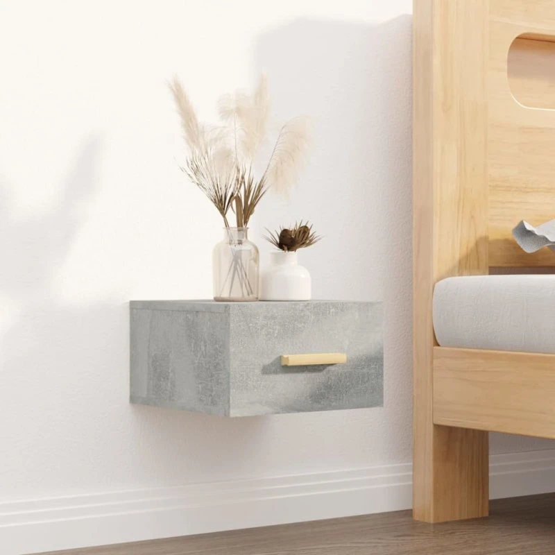 Væghængt sengebord 35x35x20 cm – betongrå