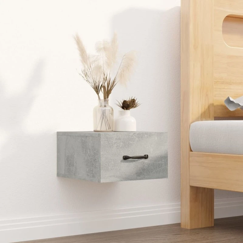 Væghængt sengebord 35x35x20 cm – betongrå