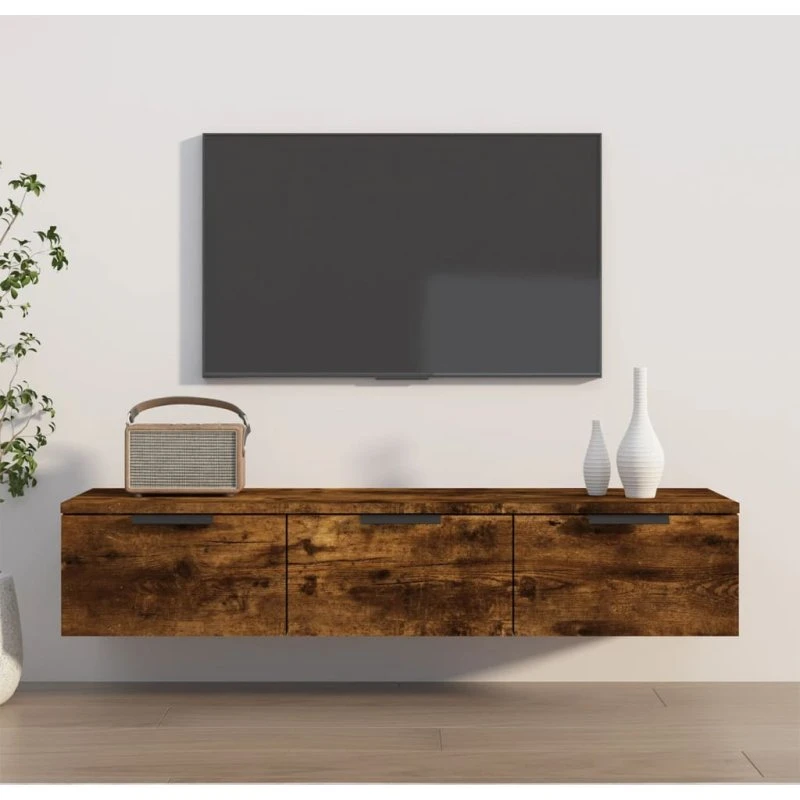 Vægskab i røget egetræ 102x30x20 cm - konstrueret træ