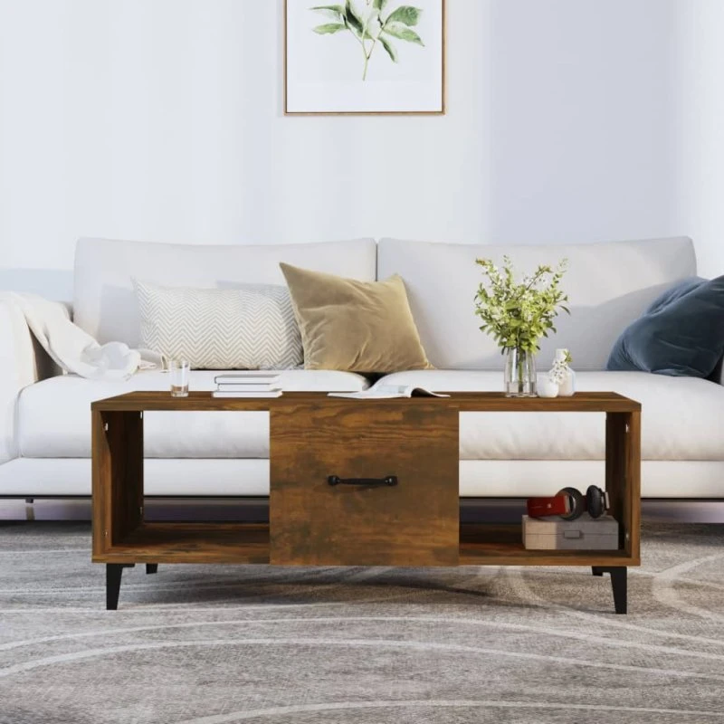 Sofabord 102x50x40 cm - røget egetræ (konstrueret træ)