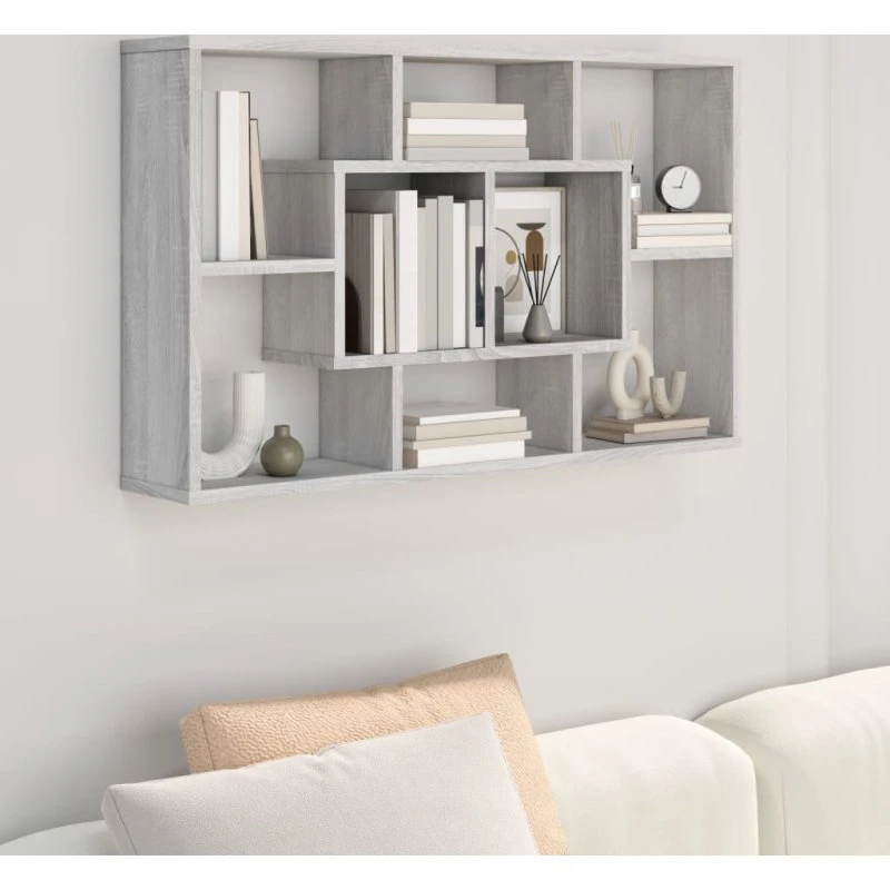 Væghylde 85x16x52,5 cm i konstrueret træ - Grå Sonoma-eg