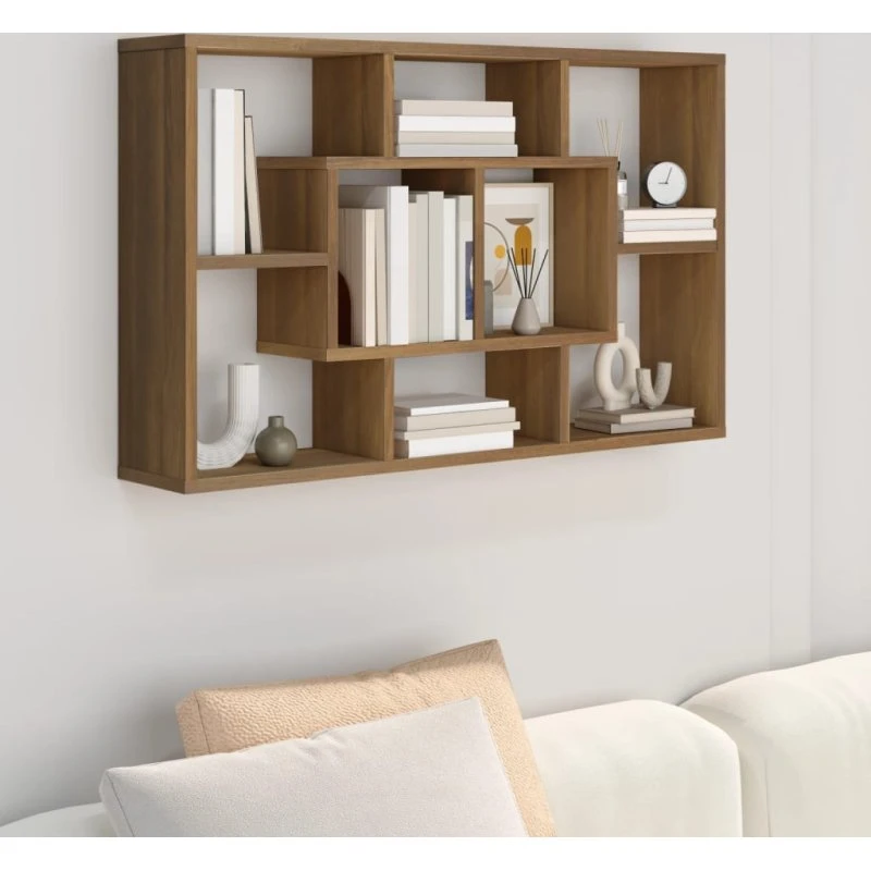 Væghylde i konstrueret træ 85x16x52,5 cm, egetræsfarve