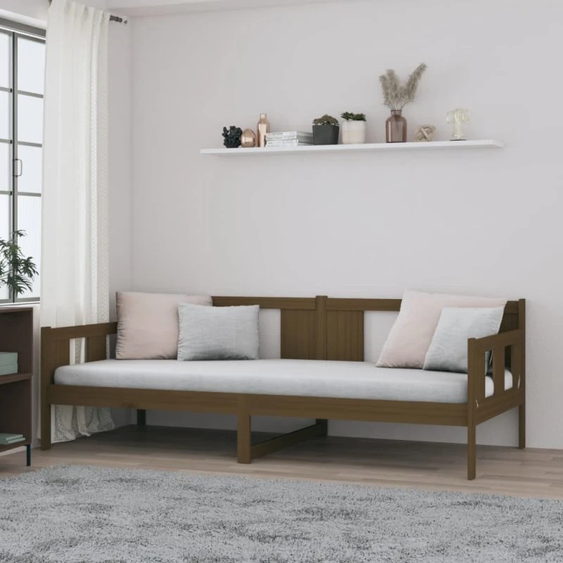 Daybed 90x200 cm i massivt fyrretræ, gyldenbrun