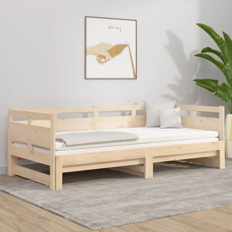 Daybed med udtræk i massivt fyrretræ 2x80x200 cm