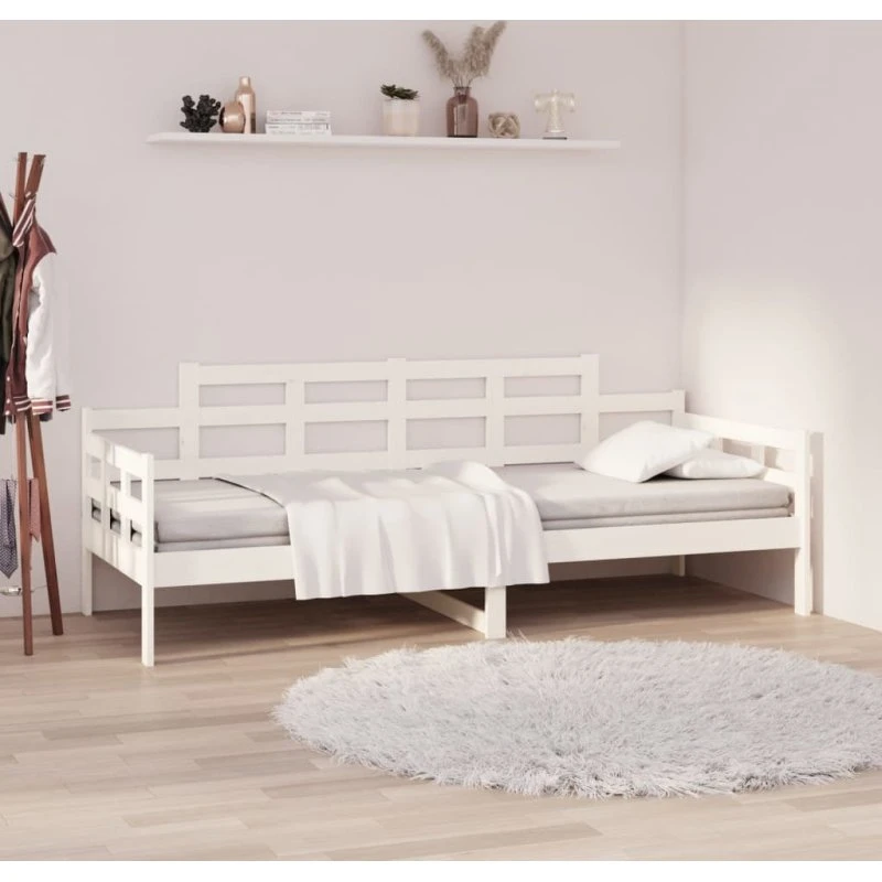 Daybed 80x200 cm i massivt fyrretræ - hvid
