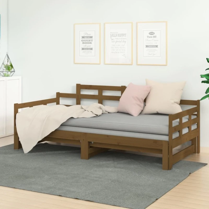 Daybed med udtræk 2x(90x200) cm i massivt fyrretræ