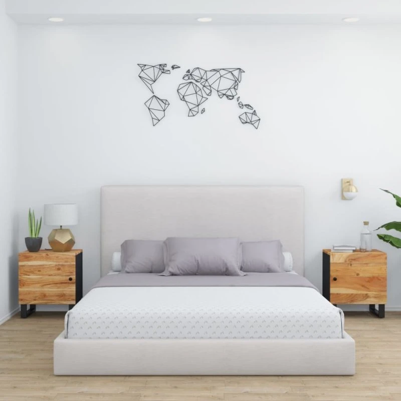 Sengeborde i massivt akacietræ, 2 stk. 40x33x46 cm