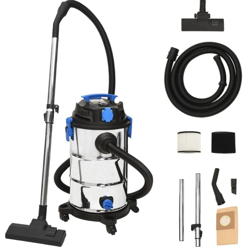 Våd-/tørstøvsuger 1200 W 30 L – rustfrit stål