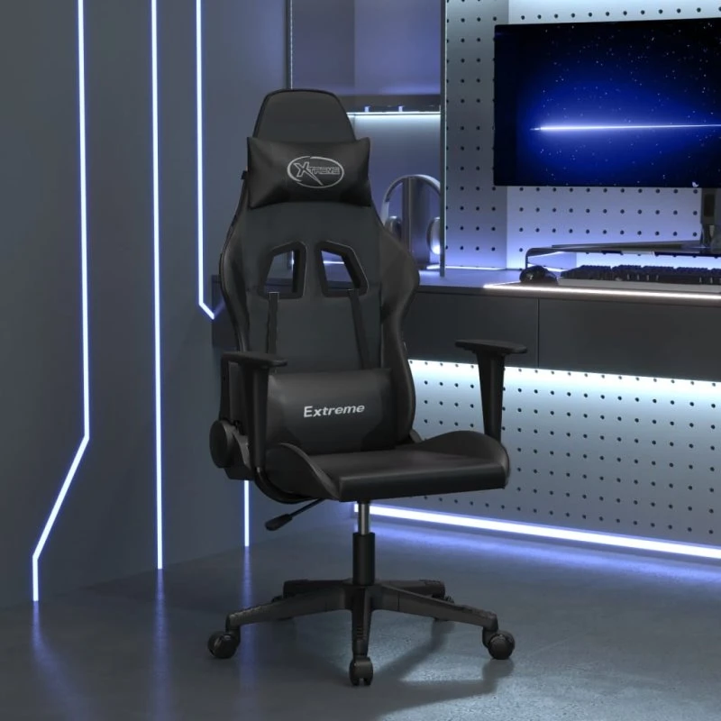 Gamingstol i kunstlæder med massagefunktion – sort