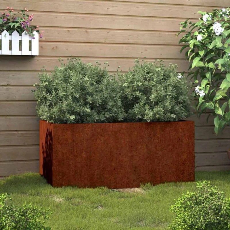 Plantekasse i cortenstål 62x40x39 cm – rustik finish