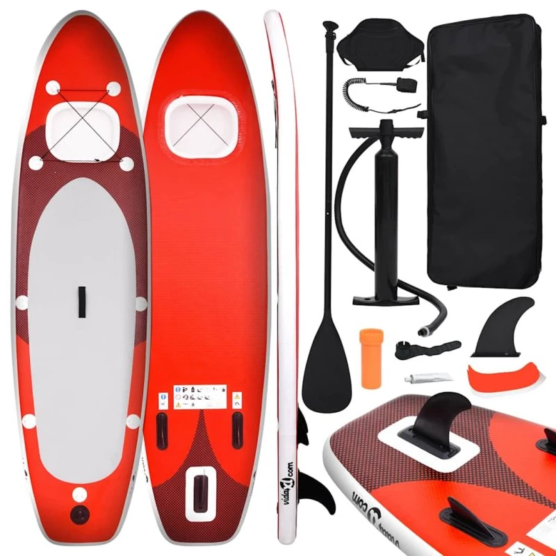 Oppusteligt SUP-paddleboard 360x81x10 cm – Rød
