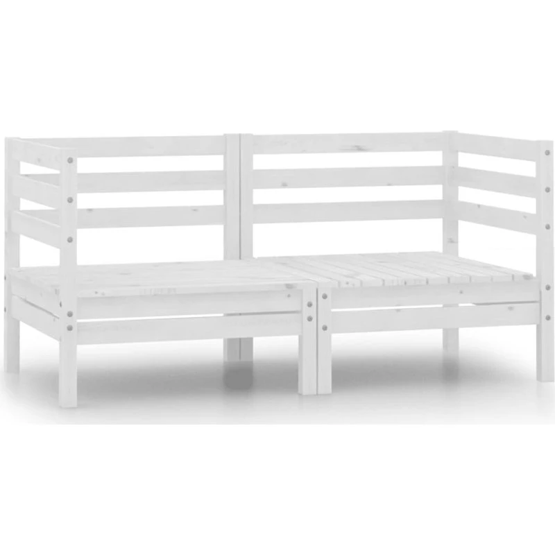 Hjørnedele til havesofa 2 stk. i massivt fyrretræ, hvid
