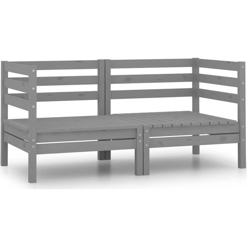 Hjørnedele til havesofa 2 stk. i massivt fyrretræ, grå