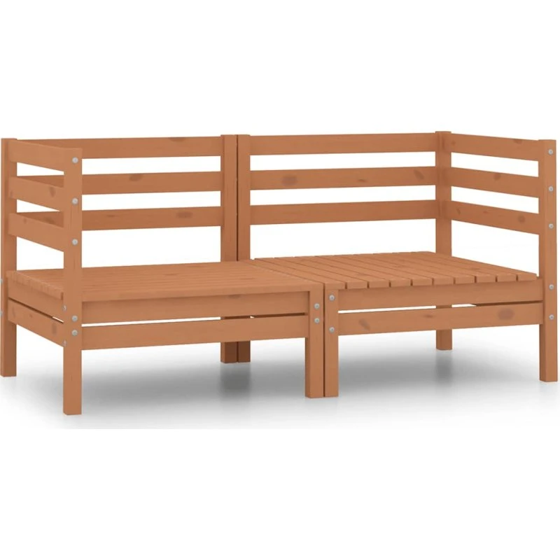 Hjørnedele til havesofa 2 stk. i massivt fyrretræ, gyldenbrun