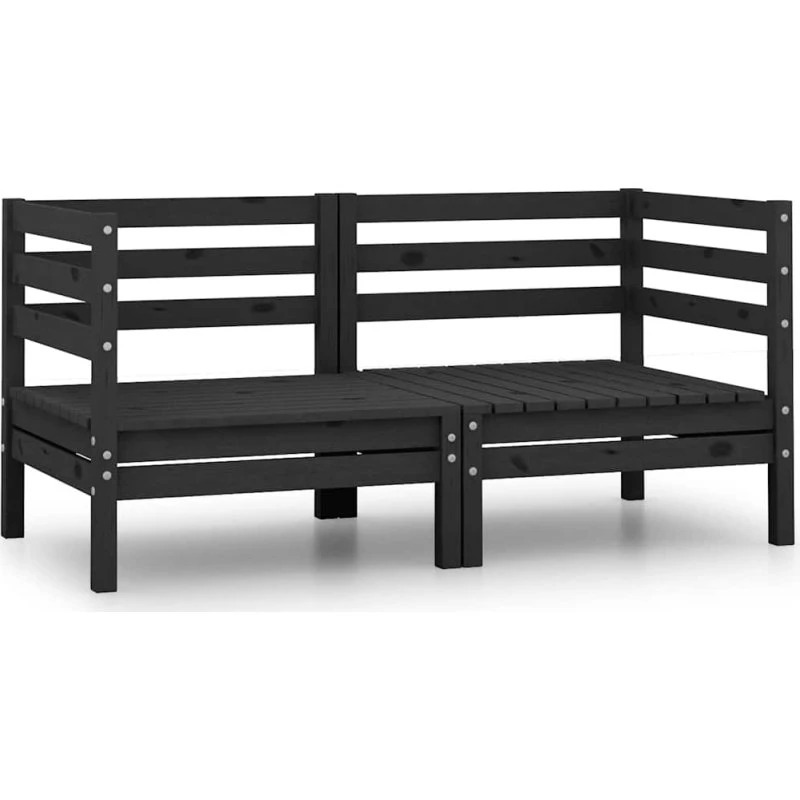 Hjørnedele til havesofa 2 stk. i massivt fyrretræ - sort