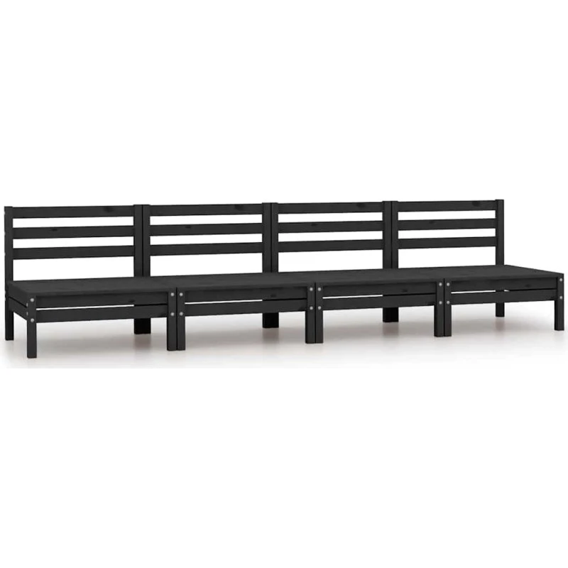 Midterdele til havesofa 4 stk. i massivt fyrretræ, sort