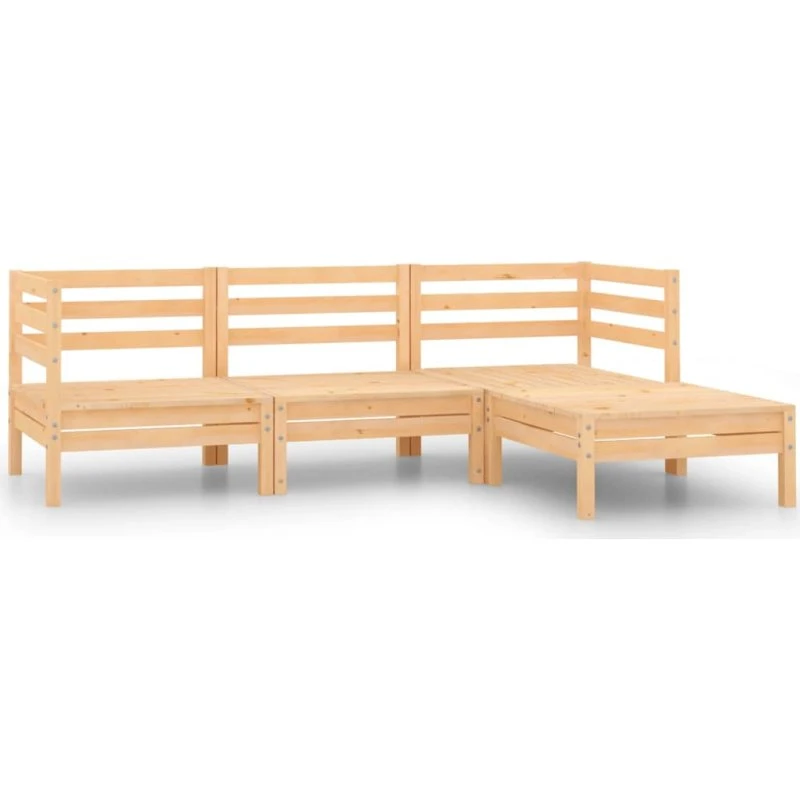 Loungesæt i massivt fyrretræ, 4 dele – palledesign