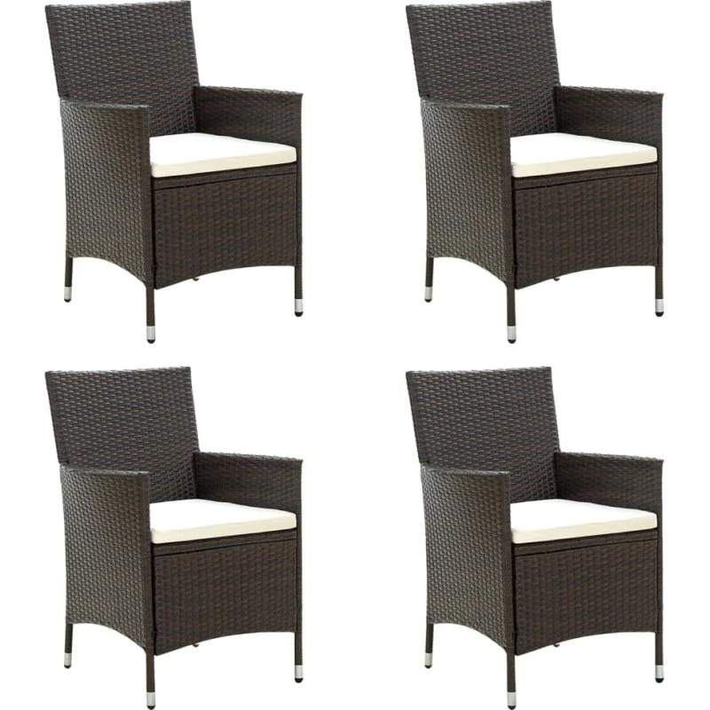 Havestole i polyrattan med hynder, 4 stk. - brun