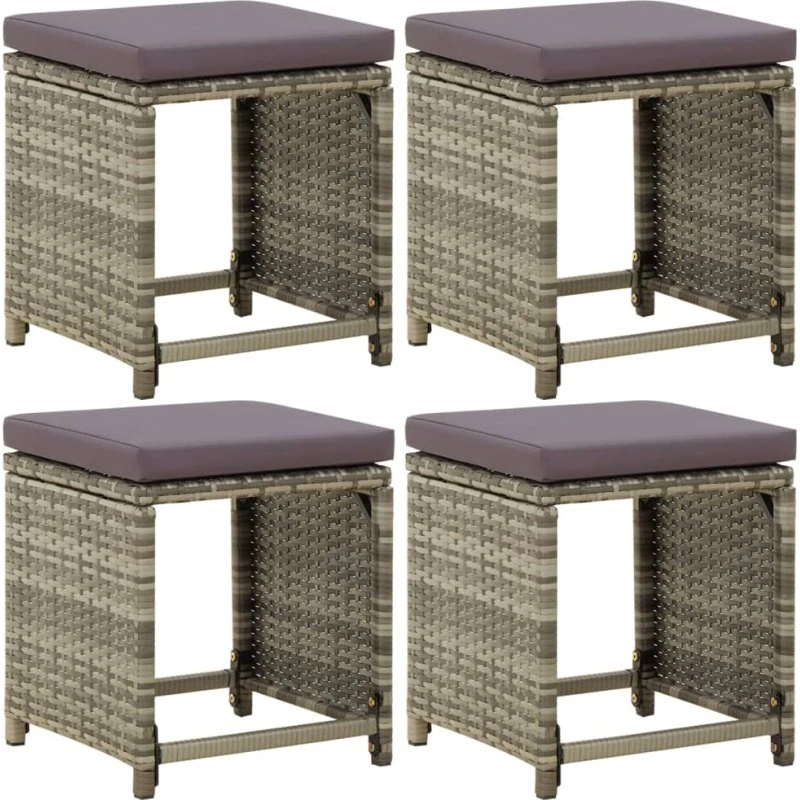 Haveskamler 4 stk. med hynder polyrattan grå