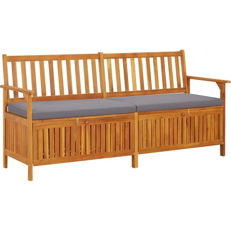 Opbevaringsbænk 170 cm i massivt akacietræ med hynde