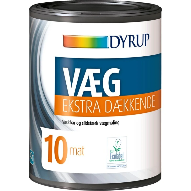Dyrup 10 Ekstra Dækkende Vægmaling 0,75 L – Hvid (glans 10)