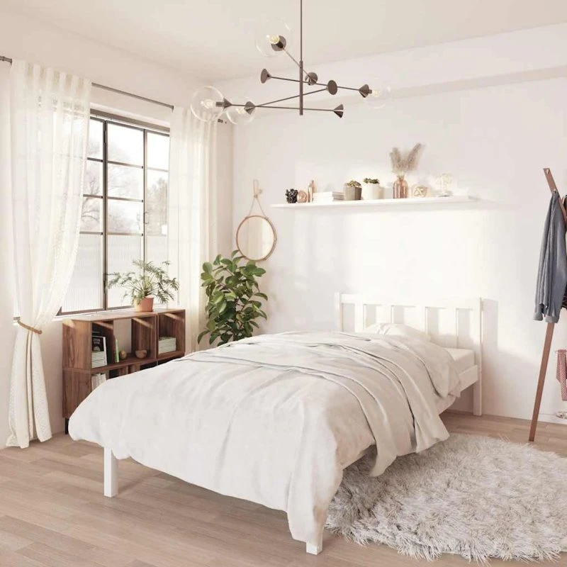 Sengestel 90x200 cm i massivt fyrretræ – hvid
