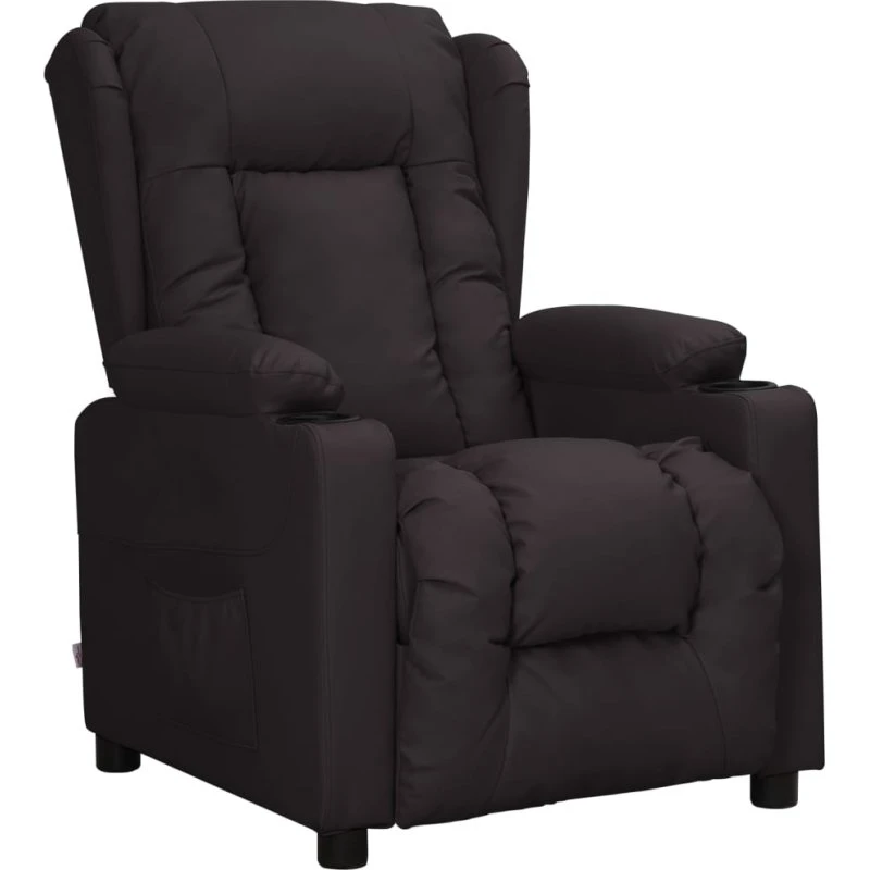 Sort lænestol i kunstlæder med manuel recliner