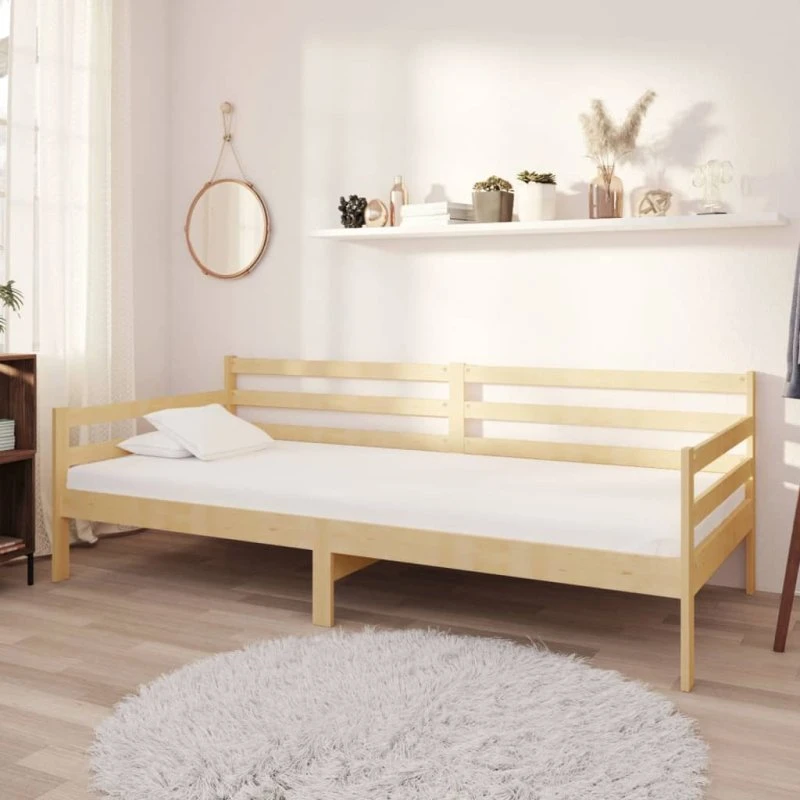 Daybed med madras 90x200 cm i massivt fyrretræ