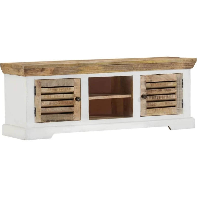 Tv-bord i massivt mangotræ 110x30x40 cm – rustik