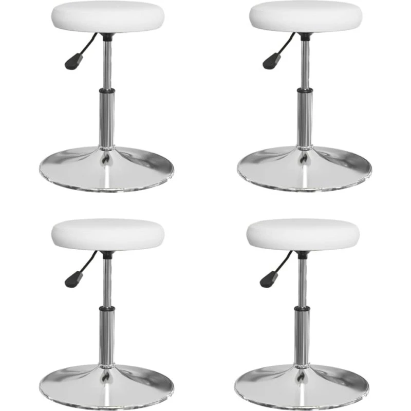 4 stk. spisebordsstole i hvidt kunstlæder med kromstel