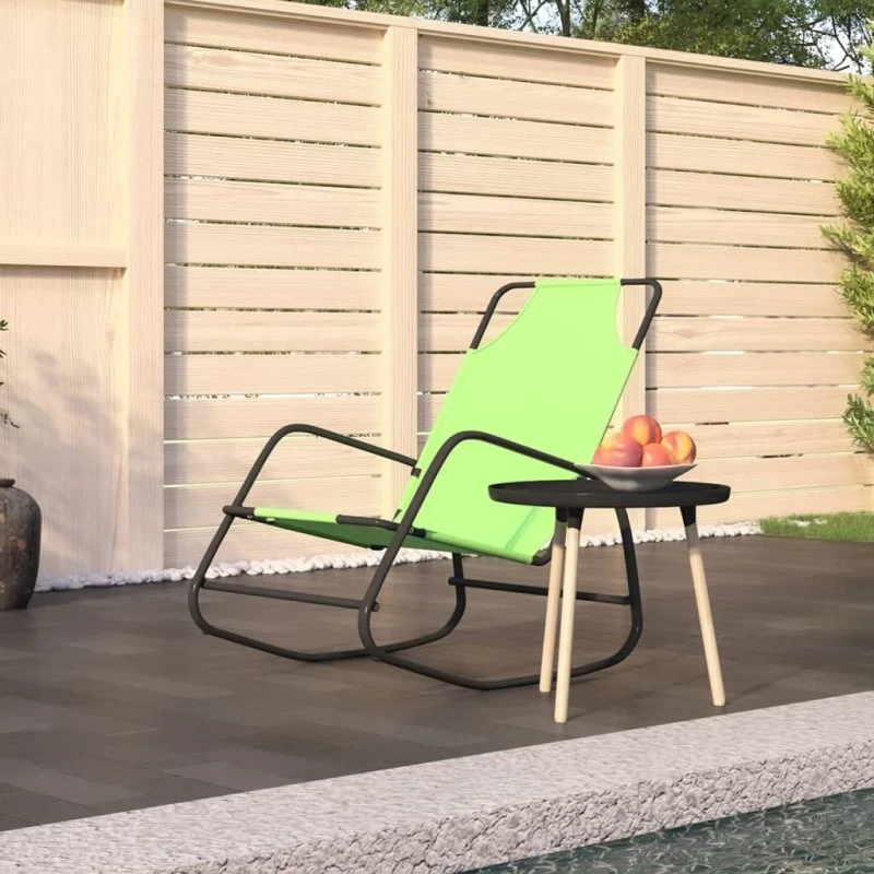 Liggestol med gyngefunktion, stål/textilene - Grøn