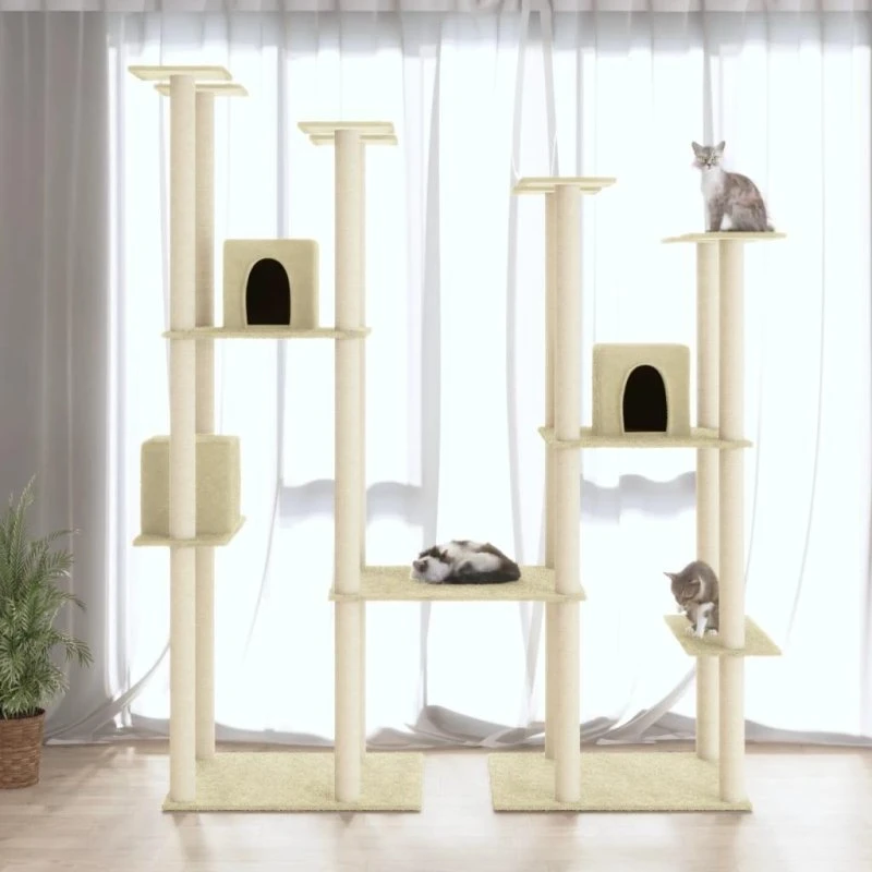 Kradsetræ 174 cm med sisalstolper – creme
