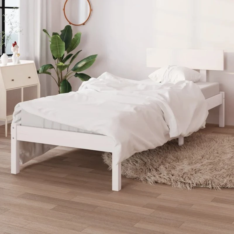 Sengestel 100x200 cm i massivt fyrretræ – hvid