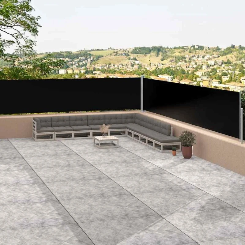 Sammenrullelig sidemarkise 117×1200 cm – sort