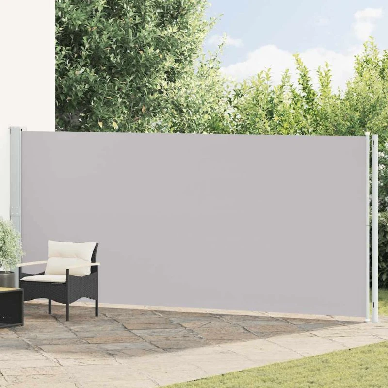 Sammenrullelig sidemarkise til terrasse 180x600 cm grå