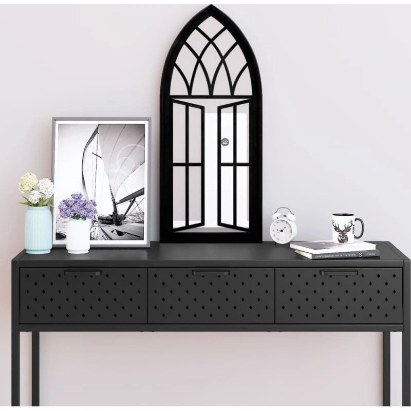 Spejl 70x30 cm i jern, sort – antikt look