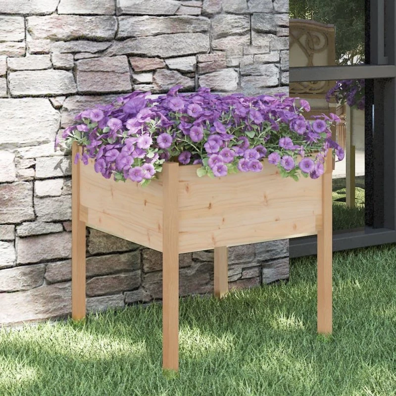 Plantekasse i massivt fyrretræ 70x70x70 cm