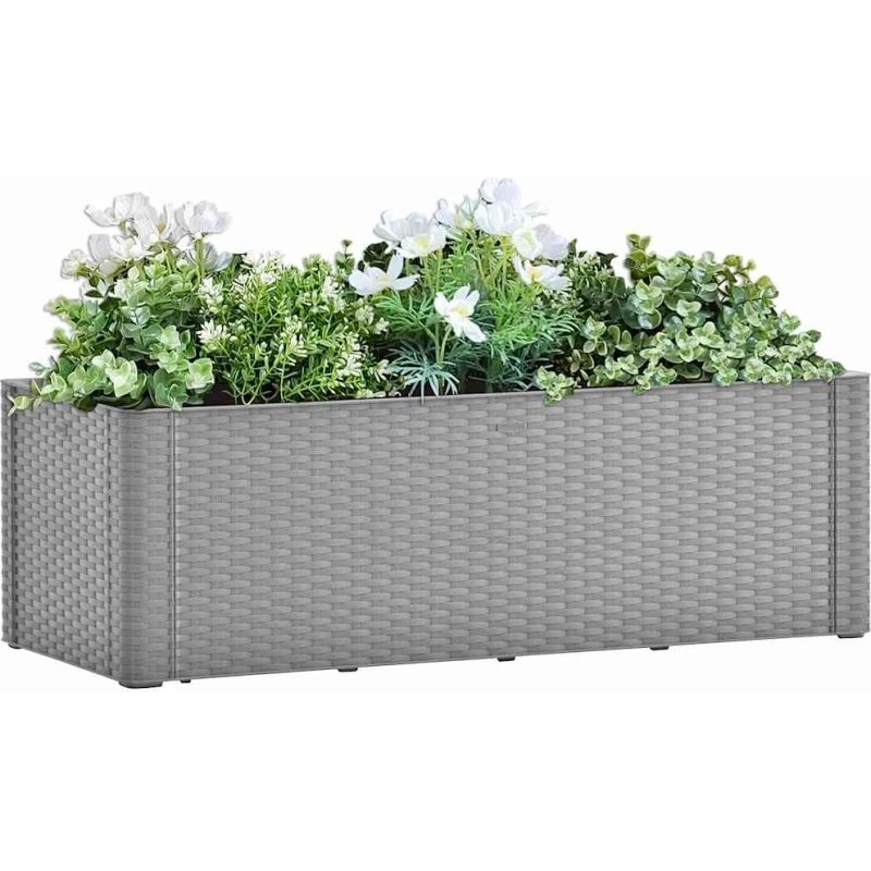 Højbed med automatisk vandingssystem 100x43x33 cm - grå