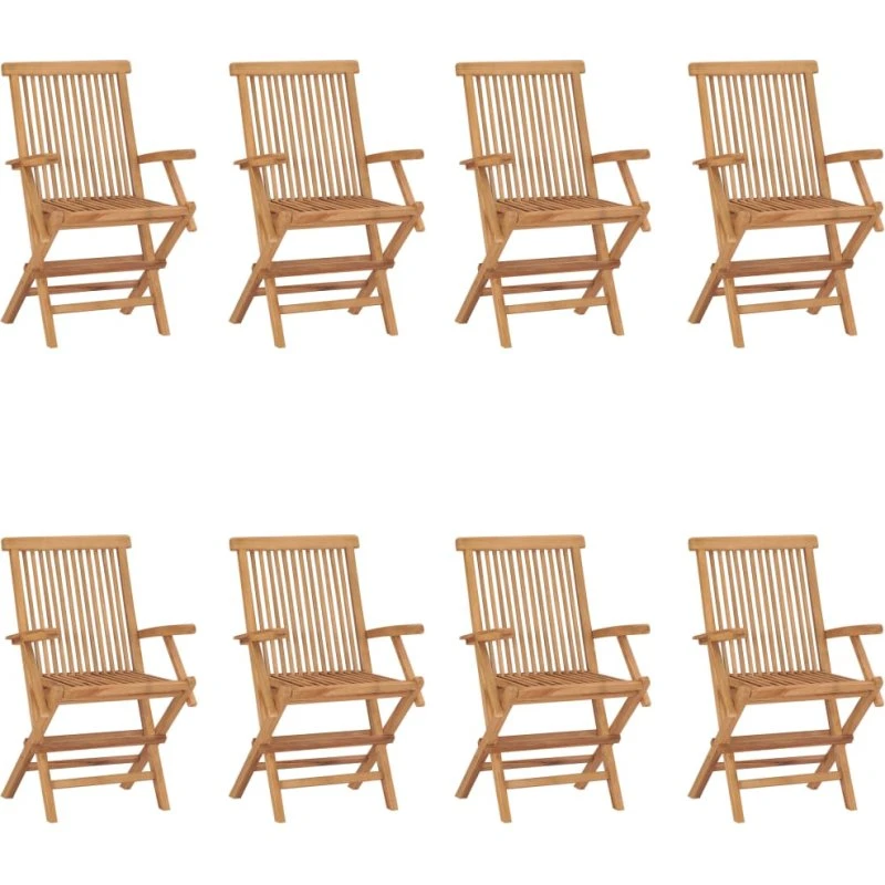 Foldbare havestole i massiv teak – 8 stk