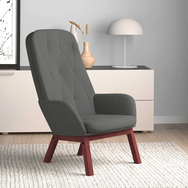 Lænestol i fløjl mørkegrå – komfortabel & robust