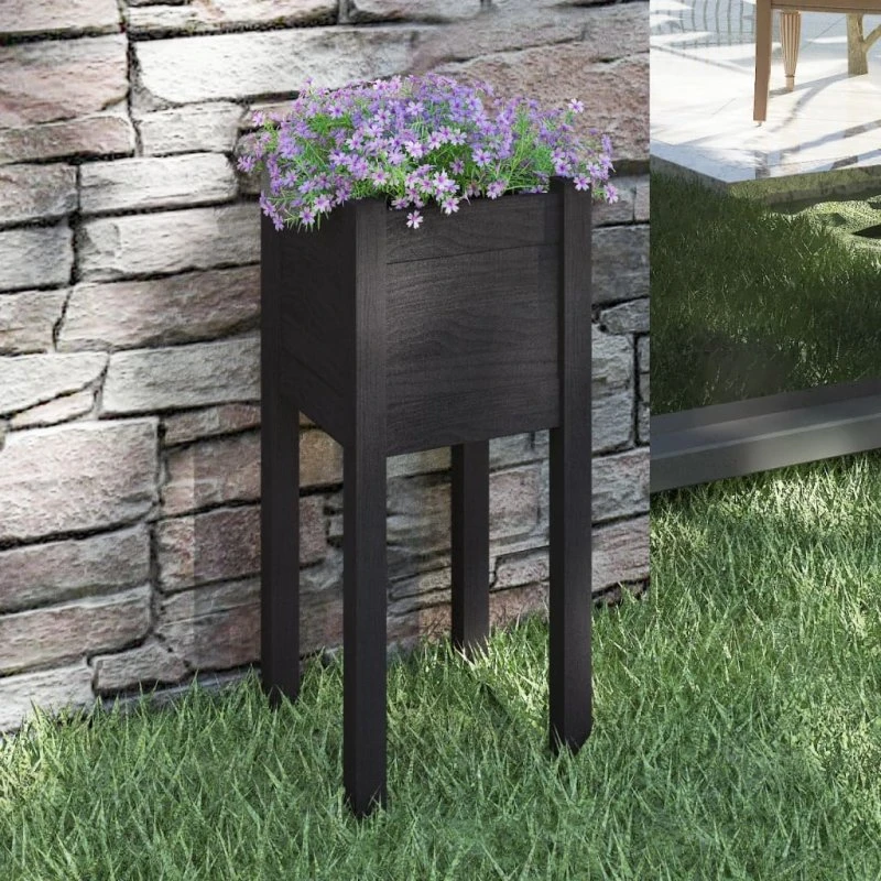 Plantekasse i massivt fyrretræ 31x31x70 cm - sort
