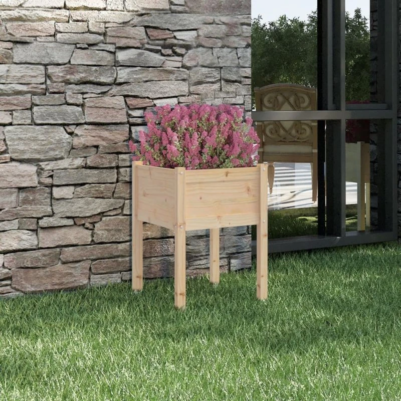 Plantekasse i massivt fyrretræ 50x50x70 cm
