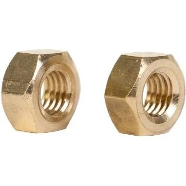 Klassisk M10 møtrik i messing (DIN 934)