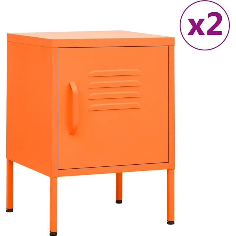 Natborde 2 stk. 35x35x51 cm - Stål/Orange