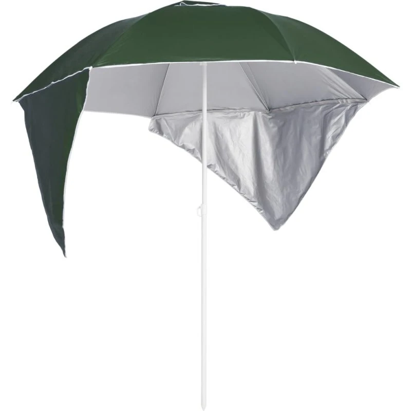 Strandparasol 215 cm med sidevægge - Grøn