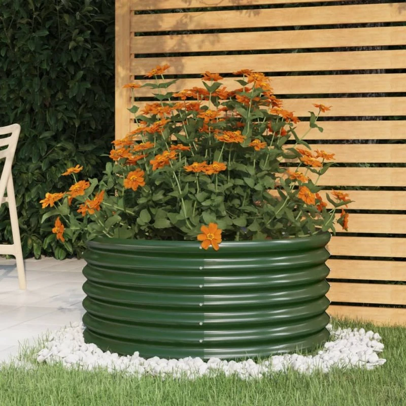 Plantekasse 80x80x36 cm galvaniseret stål - grøn