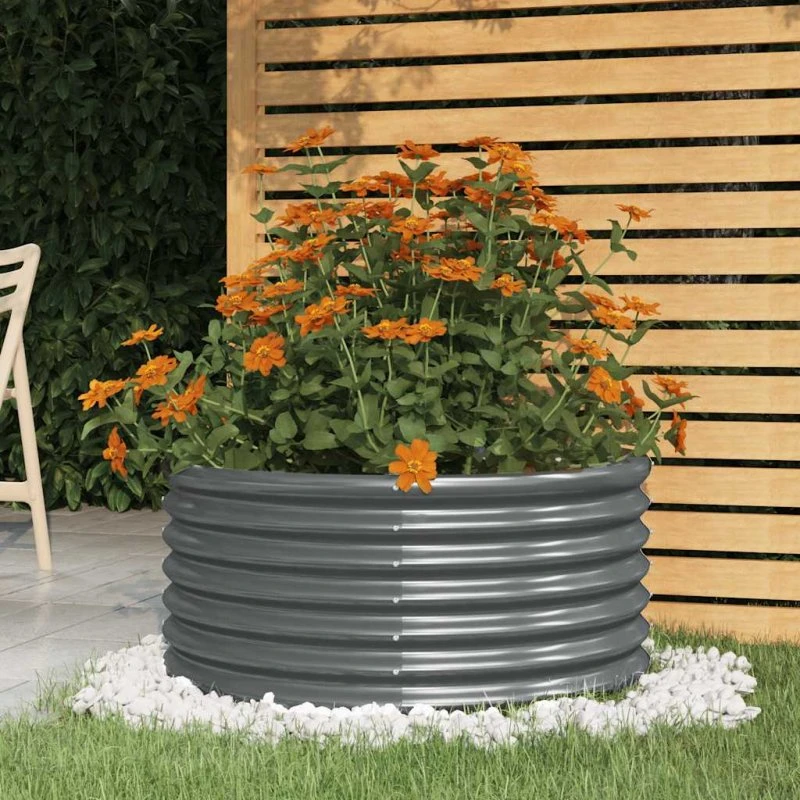 Plantekasse 80x80x36 cm - Galvaniseret stål, Antracit
