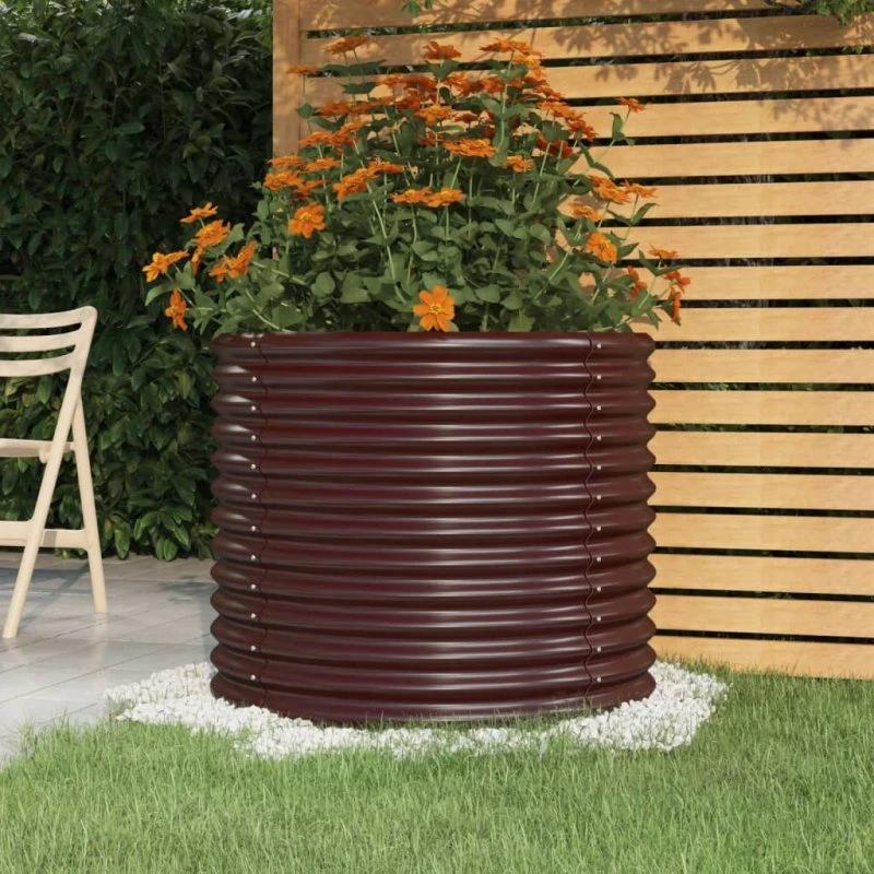 Plantekasse 80x80x68 cm galvaniseret stål – brun